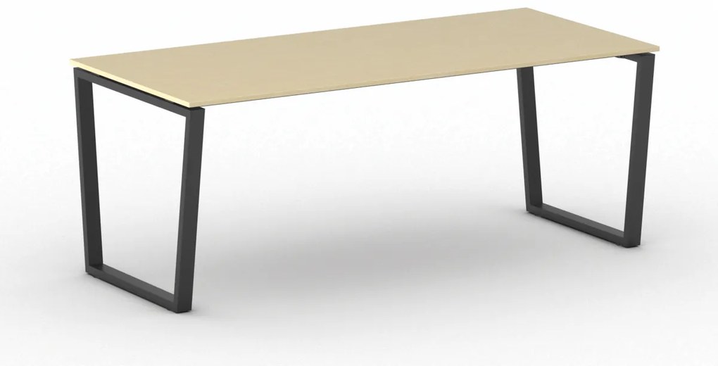 Kancelársky stôl PRIMO IMPRESS, 200x90 cm, čierna podnož, breza