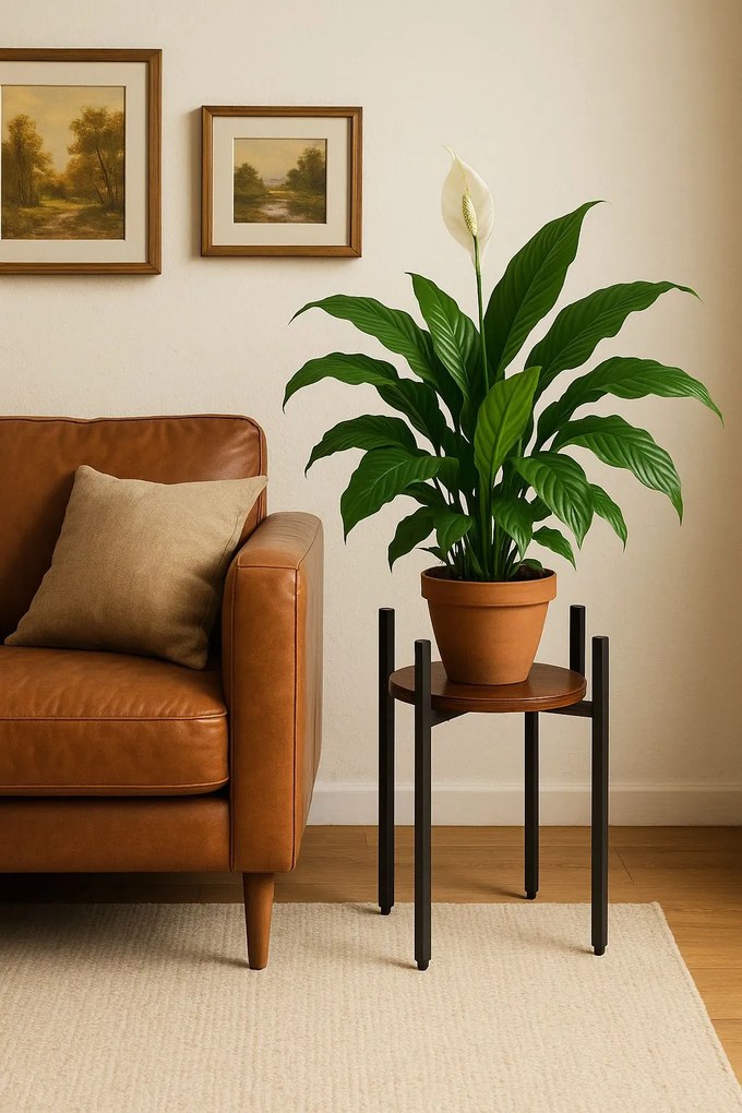 Stojan na květiny THEO 41,5x35 cm černý/hnědý