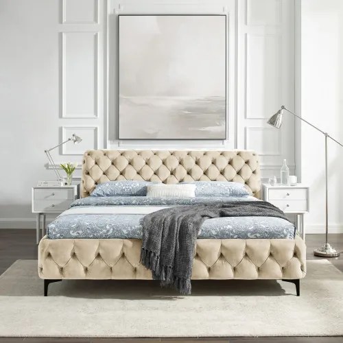 Posteľ 43256 180x200cm Modern Barock Zamat Champagner  - Komfort-nábytok