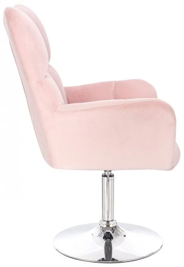 LuxuryForm DESIGN Otočné kreslo AURORA VELUR na striebornom tanieri - svetlo ružové