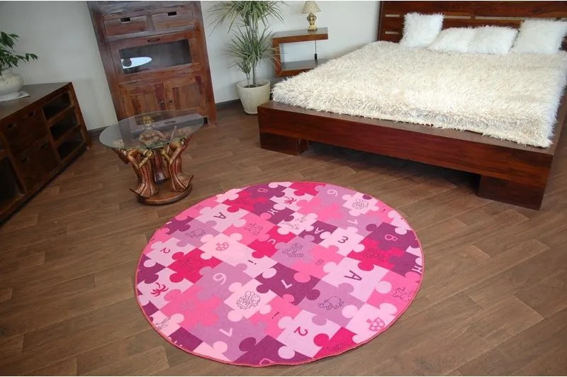 Detský koberec PUZZLE fiolet kruh - 200 cm kruh