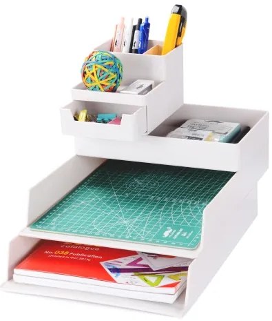 Zeller Present Plastový organizér na písacie a kancelárske potreby, UNTENSIL, biely