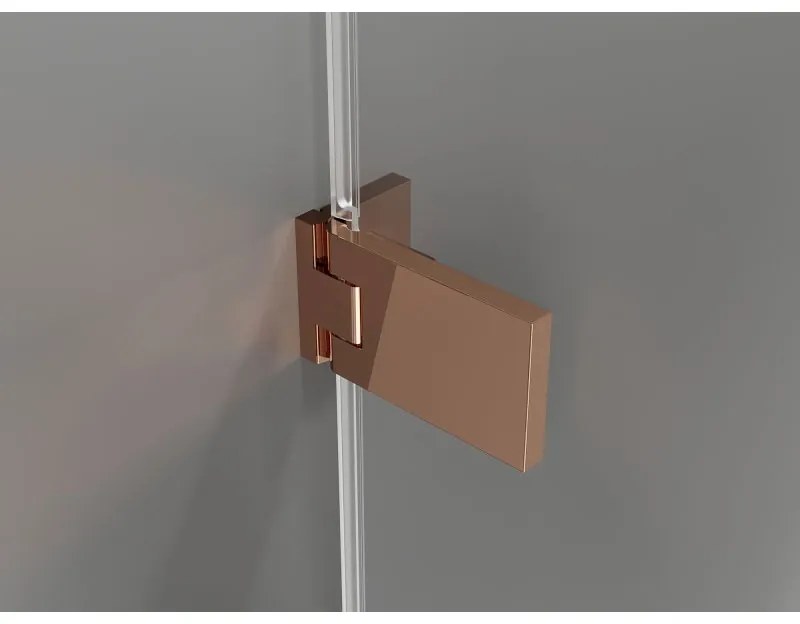 Mexen Lunar-F, L skladacie ľavé sprchové dvere 125 cm, 8mm číre sklo, ružové zlato profil, 836SL-125-050-60-00-L