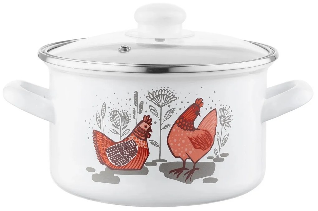 Emalia Pleszew Smaltovaný hrniec s pokrievkou Rubinka, 18 cm, 2,6 l, pr. 18 cm