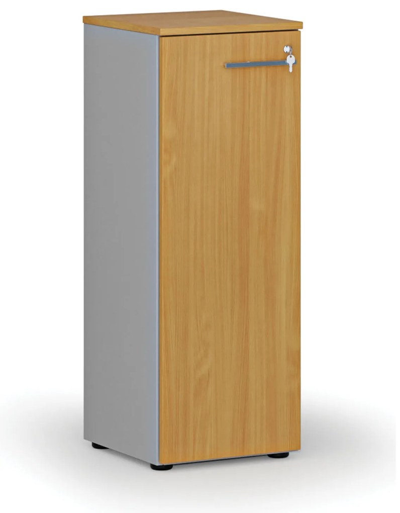 Nízka kancelárska skriňa s dverami PRIMO GRAY, 400 x 420 x 1087 mm, sivá/buk