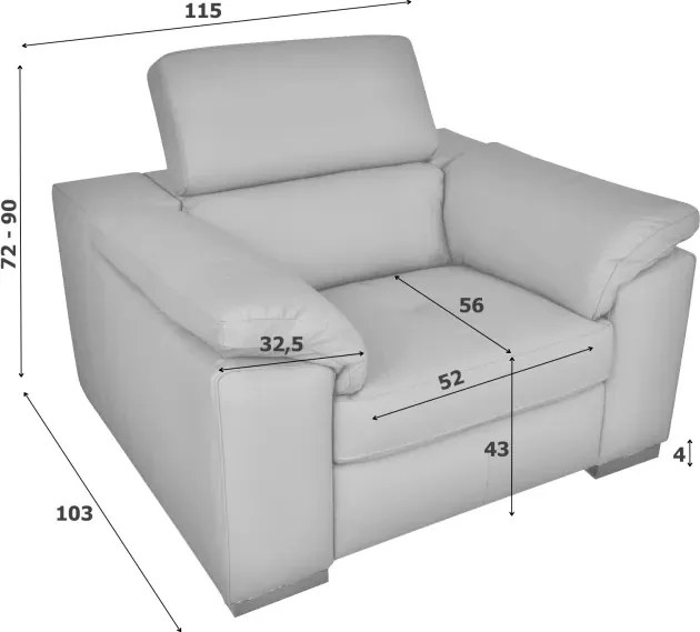 Moderné kožené kreslo LOREN II, biela (madras - 122 white)