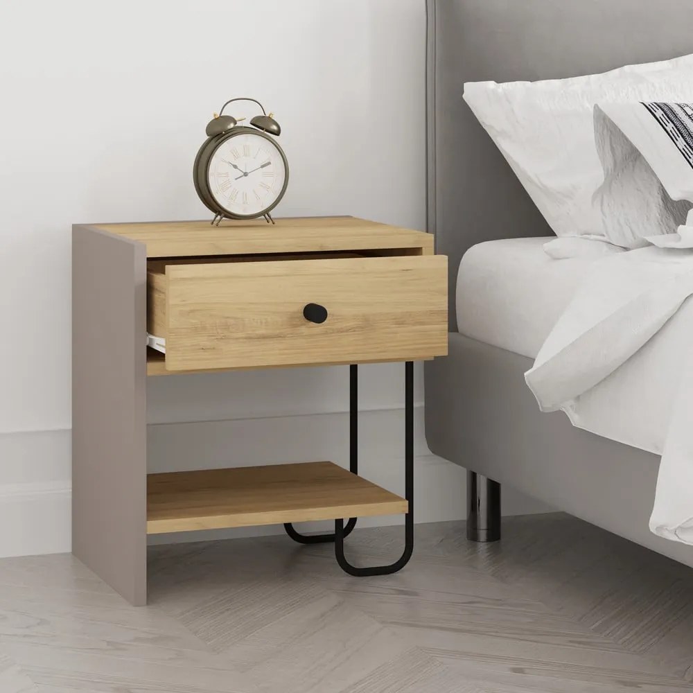 Nočný stolík v dekore duba s poličkami Saturne – Marckeric