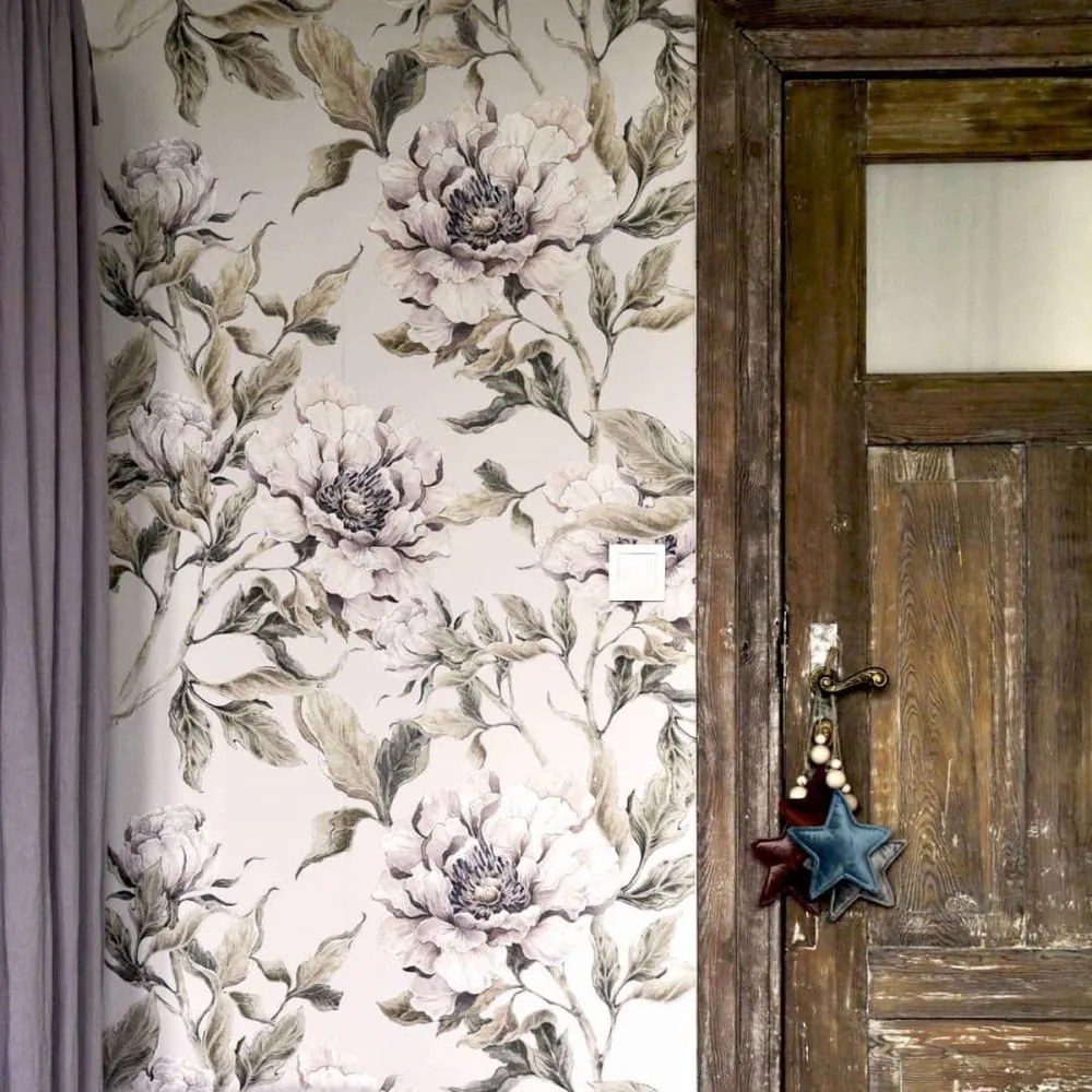 Tapeta pivonky béžová 280×100 cm