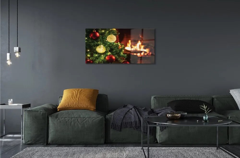 Sklenený obraz Ozdoby pobočky ohnisko 120x60 cm