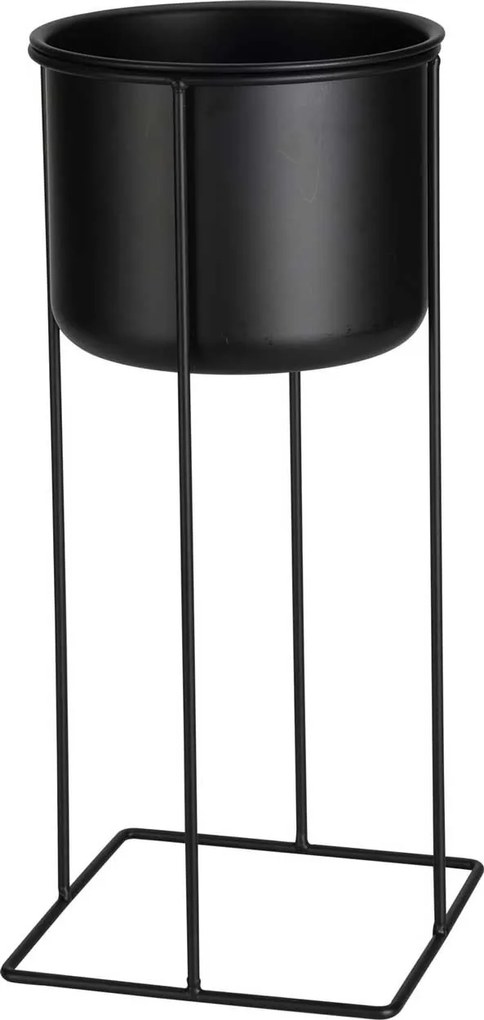 KOVOVÝ KVETINÁČ SO STOJANOM BLACK SADA 2KS 39,5X18 CM+58X20 CM ČIERNA