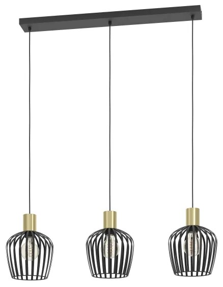 Eglo 901037 - Luster na lanku EMPOLI 3xE27/40W/230V čierna/zlatá