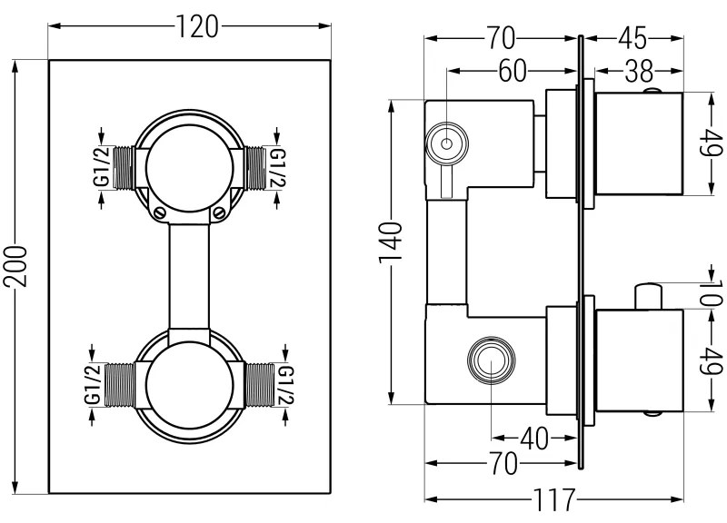 Mexen Cube DR02 podomietkový sprchový set s dažďovou sprchou 30x30 cm (6v1), čierna, 77502DR0230-70