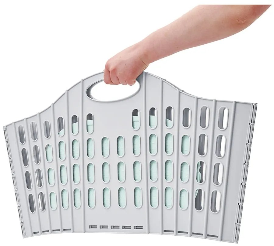 Sivo-zelený skladací kôš na bielizeň Addis Flat Folding Laundry Basket