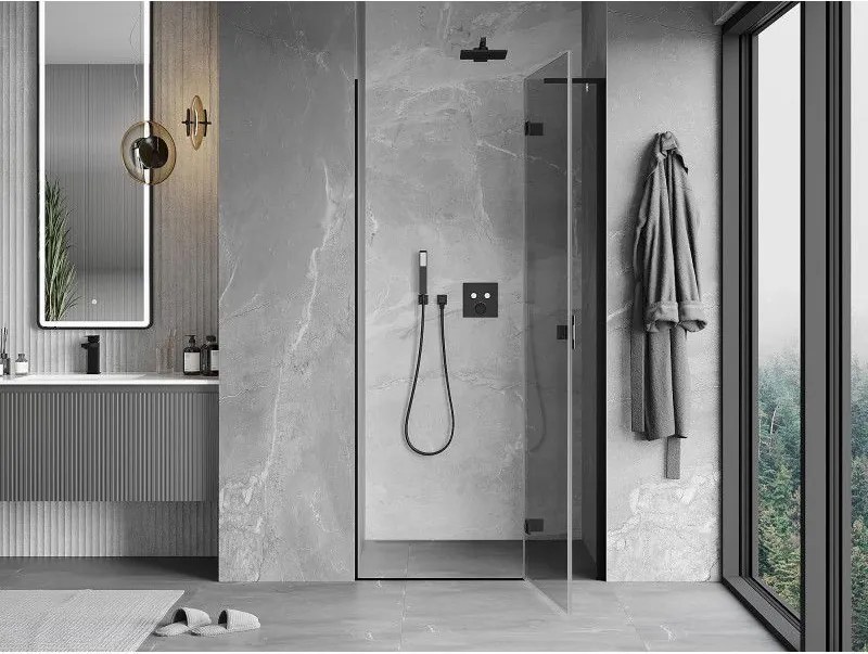 Mexen Mist-H L, 1-krídlové sprchové dvere pravé 110 cm, číre sklo, čierny profil, 8A5L-110-000-70-00-P