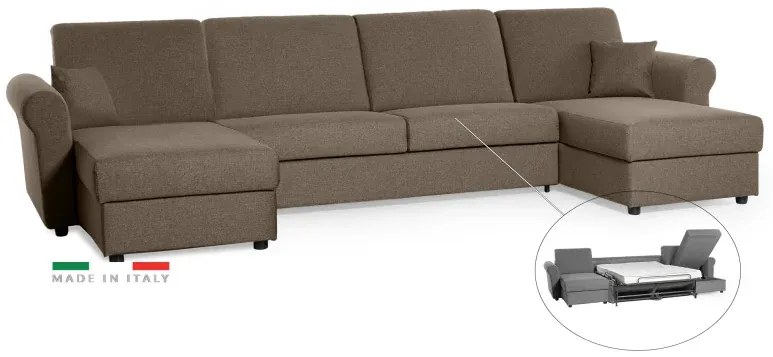 Sedacia súprava na každodenné spanie SAVONA U - rozkladacia, hnedá (penelope 04), 140