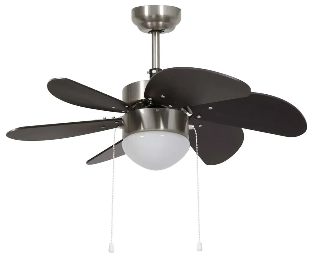vidaXL Stropný ventilátor s osvetlením 76 cm tmavohnedý