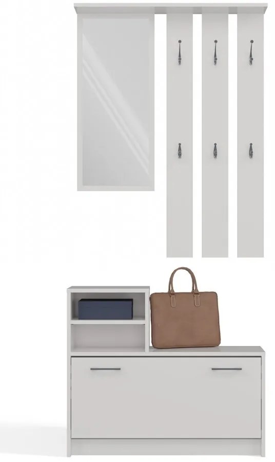 Predsieňová zostava Vayan 1 (biela) (so zrkadlom). Akcia -20%. Vlastná spoľahlivá doprava až k Vám domov. 1132525