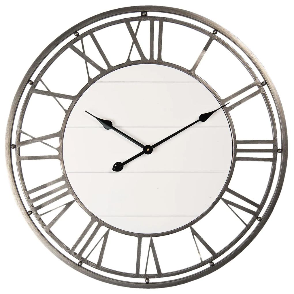 Nástenné hodiny v kovovom ráme s rímskymi číslicami Ninon - Ø 70 * 4 cm / 1 * AA