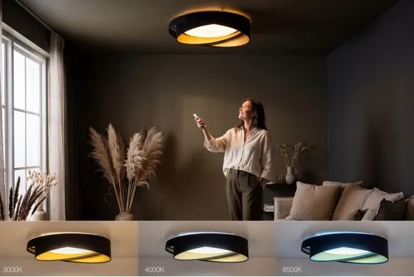 LED stmievateľné stropné svietidlo SM. GALAXY M. LED/24W/230V priemer 55 cm čierna/zlatá + DO
