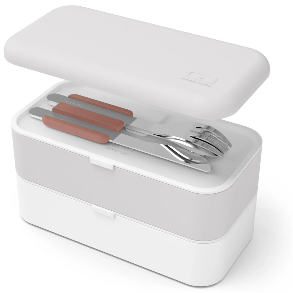 monbento Nehrdzavejúca sada príborov Monbento Slim Box Pink Moka