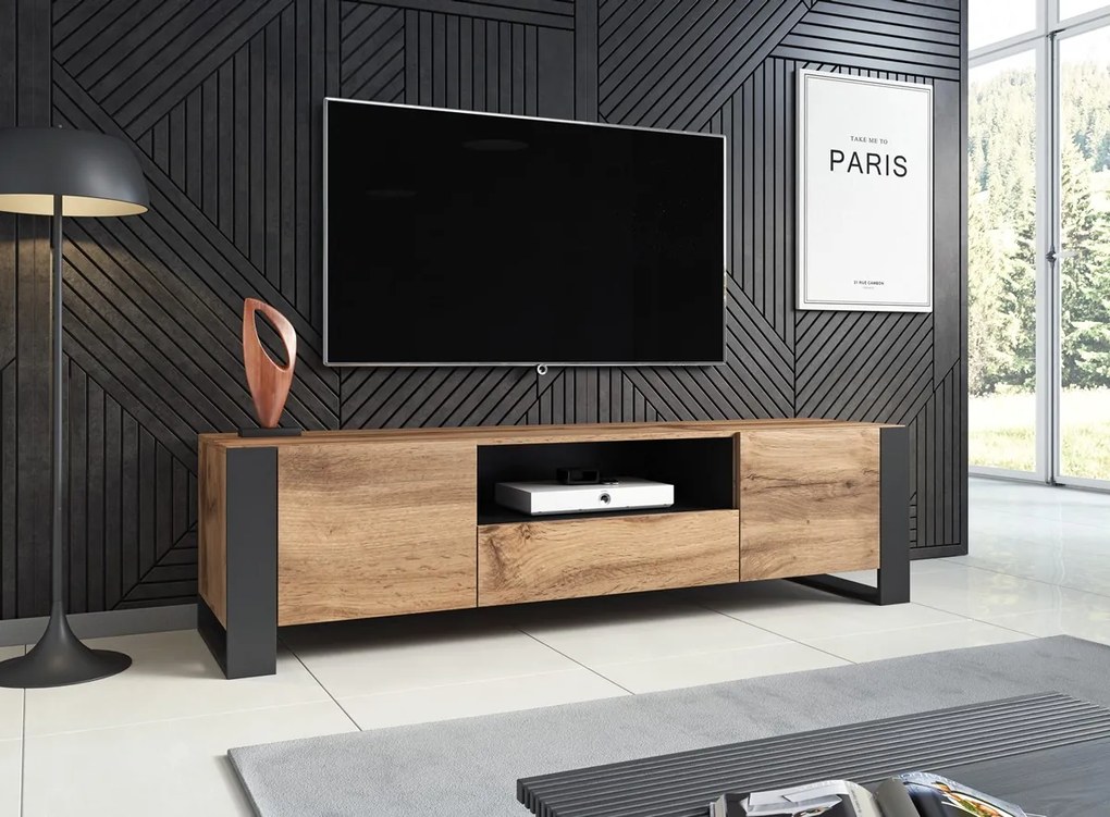 TV stolík Wood - dub wotan / antracit