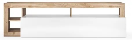 Televízny stolík LENOR biela/svetlý dub