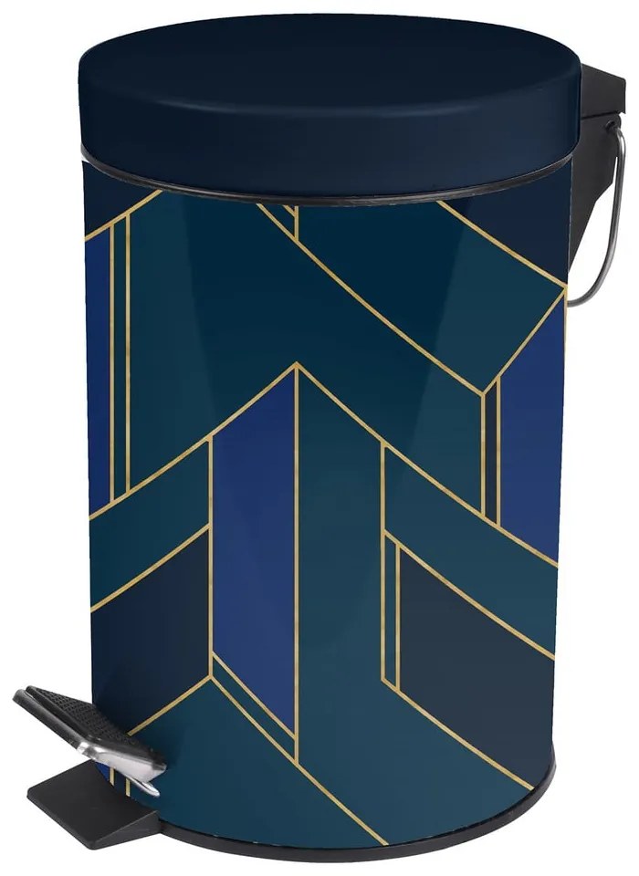 Tmavomodrý nášľapný kovový odpadkový kôš 3 l Achille – douceur d'intérieur