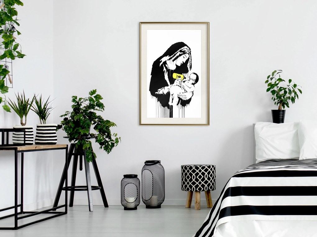 Artgeist Plagát - Nursing Mother [Poster] Veľkosť: 30x45, Verzia: Čierny rám s passe-partout