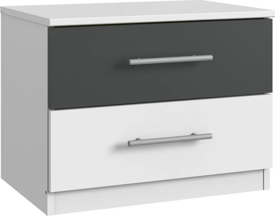 Posteľ s nočnými stolíkmi Nora 160x200 cm, biela/grafitová