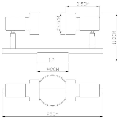 Globo 57917-2G - Bodové svietidlo MASON 2xGU10/25W/230V čierna/zlatá
