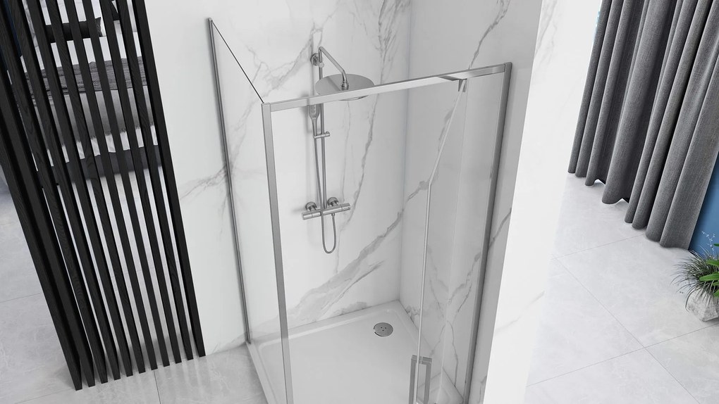 Štvorcový sprchový kút REA RAPID SWING 100x100 cm, chróm/transparent - bez vaničky