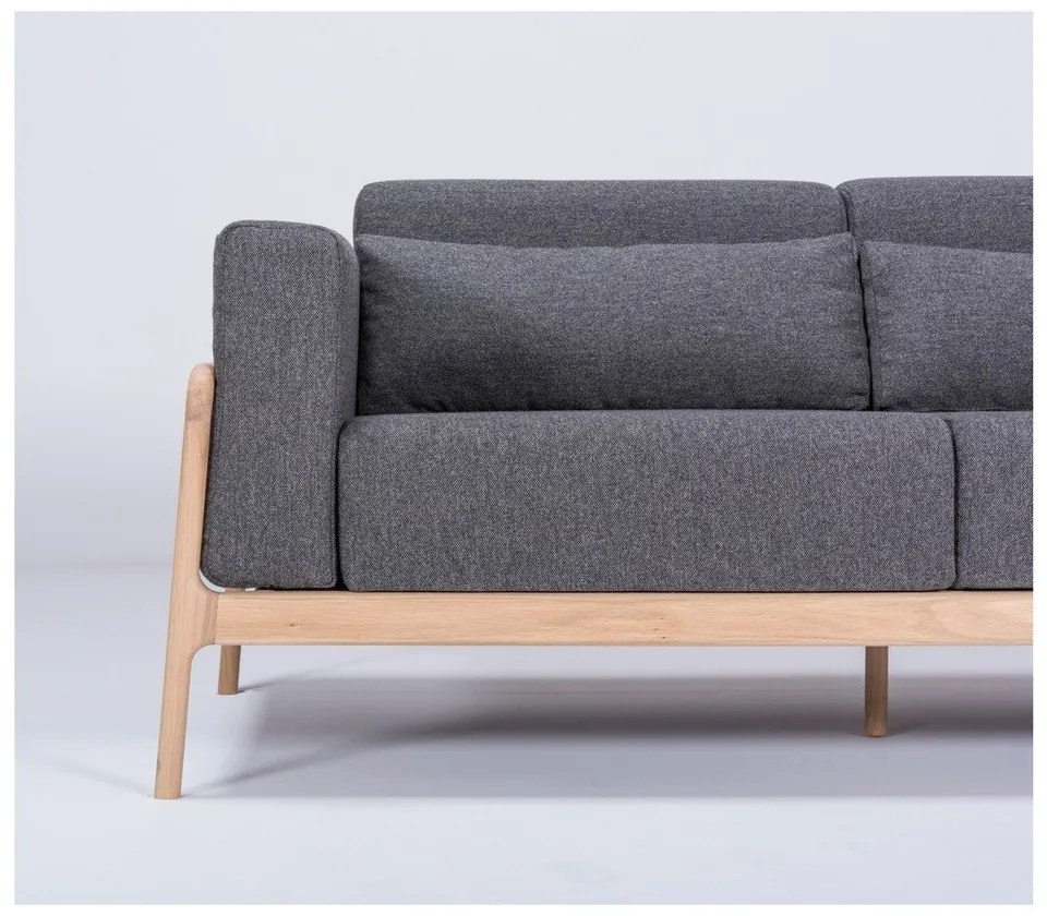 Tmavosivá pohovka s konštrukciou z dubového dreva Gazzda Fawn, 180 cm