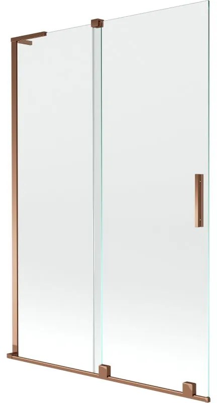 Mexen Velar L, 2-krídlová posuvná vaňová zástena 120 x 150 cm, 8mm číre sklo, ružové zlato, 896-120-003-01-60