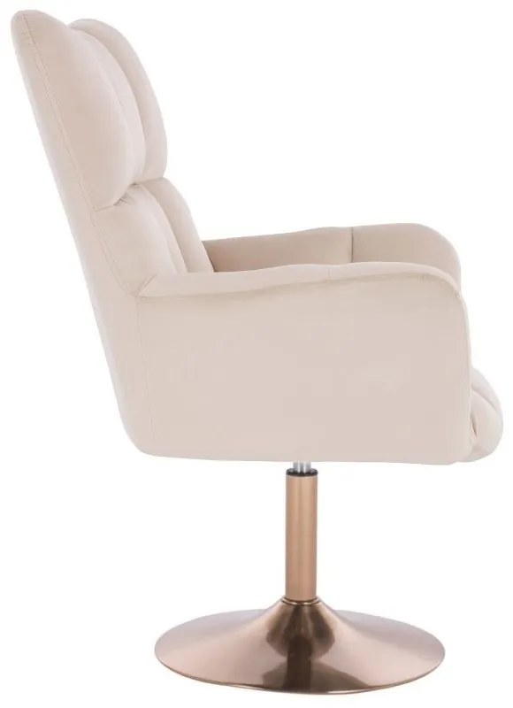 LuxuryForm DESIGN Otočné kreslo AURORA VELUR na zlatom tanieri - krémové