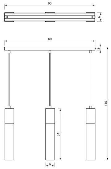 Luster na lanku TULUM 3xGU10/60W/230V čierna
