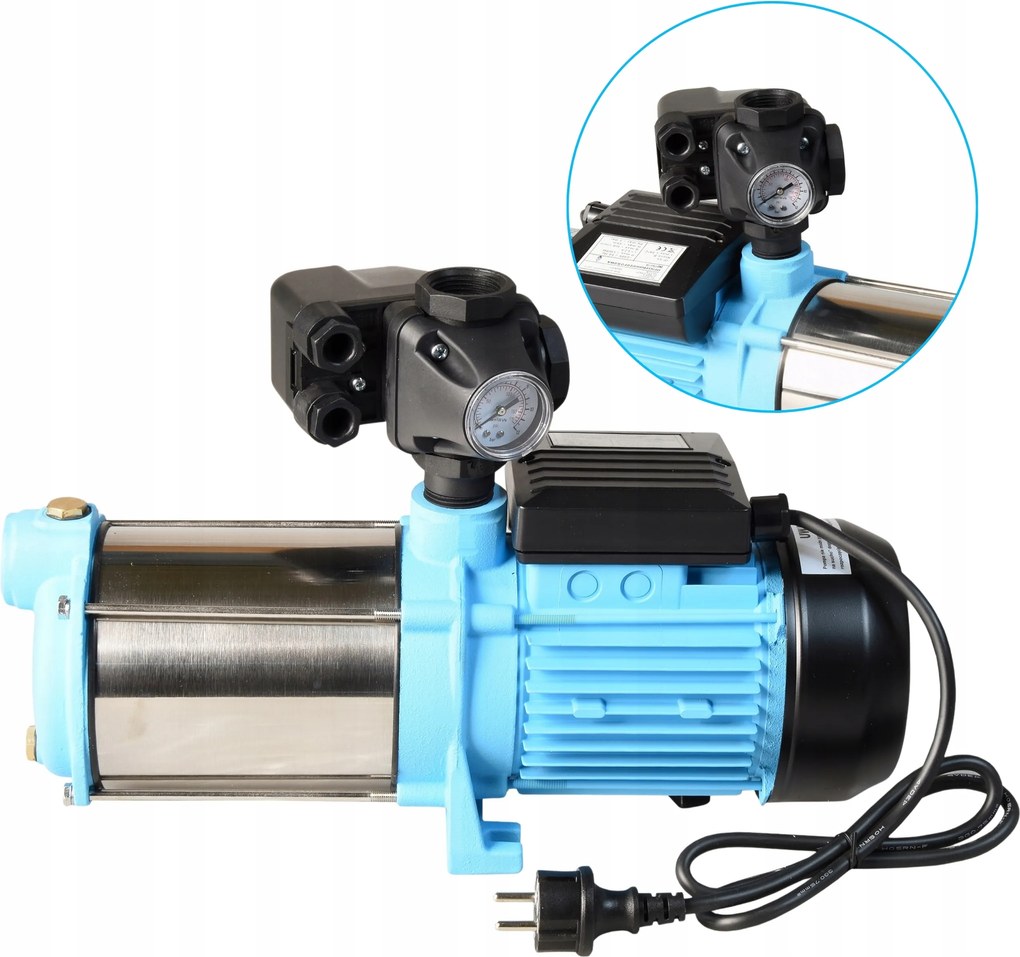 Robustná Výkonná Inoxová Pumpa Na Vodu 1300 W 100 L/min S Príslušenstvom 3 V 1 Z Hydroforu