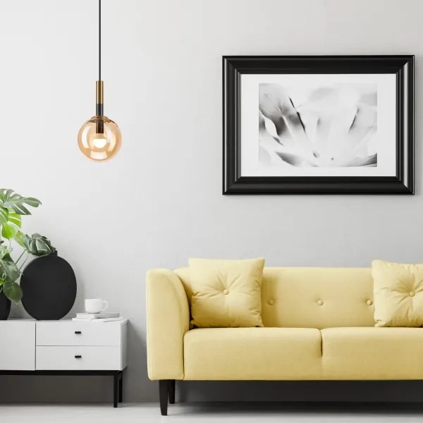 Luster na lanku ROLLO 1xE14/5W/230V zlatá/dymová béžová