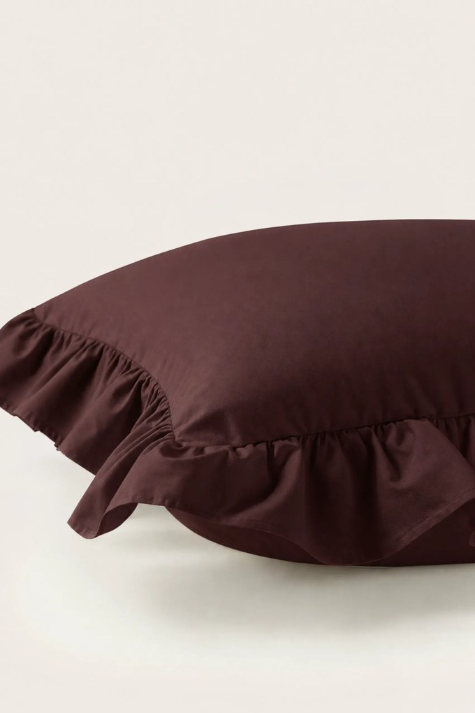 Saténová obliečka na vankúš RUFFY PREMIUM hnedá Rozmer: 70x80 cm