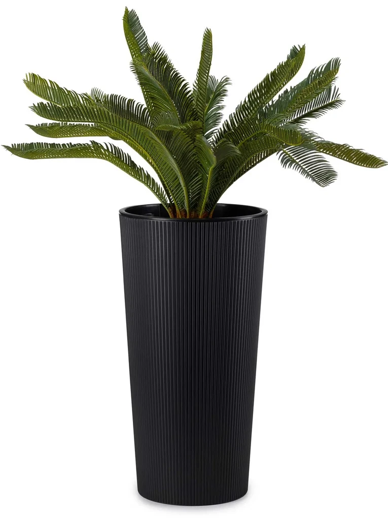 PLASTOVÝ KVETINÁČ URBANIKA ECO SADA 2KS 57X30 CM+46,6X25,5 CM ČIERNA