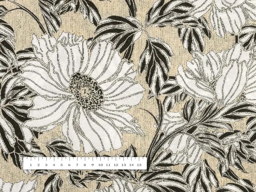 Biante Dekoračný štvorcový obrus PML-089 Biele kvety na béžovom 140x140 cm