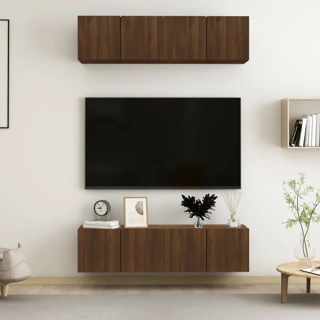 TV stolíky 4 ks hnedý dub 60x30x30 cm spracované drevo