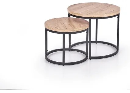 Sada 2x konferenčný stolík JENO dub/čierna