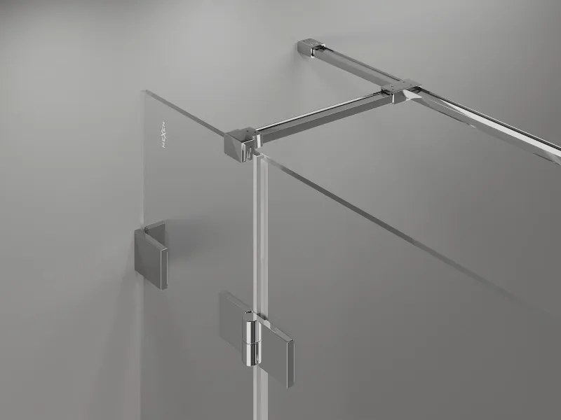 Mexen Lunar T, sklápací sprchový kút ľavý 125 x 110 cm, 8mm číre sklo, chrómový profil, 834T-125-110-01-00-L
