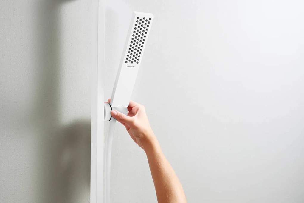 Hansgrohe Pulsify E, sprchová súprava 100 1jet EcoSmart+ so sprchovou tyčou 650 mm, biela matná, HAN-24371700