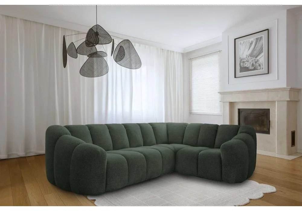 Tmavozelená rohová pohovka (pravý roh/do L) Shell – Miuform