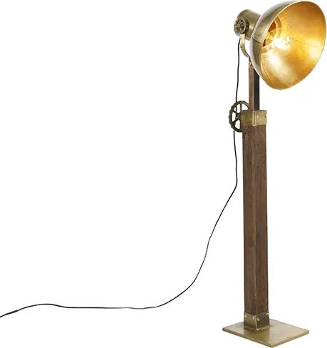 Priemyselná stojaca lampa bronzová s mangovým drevom - Mangoes