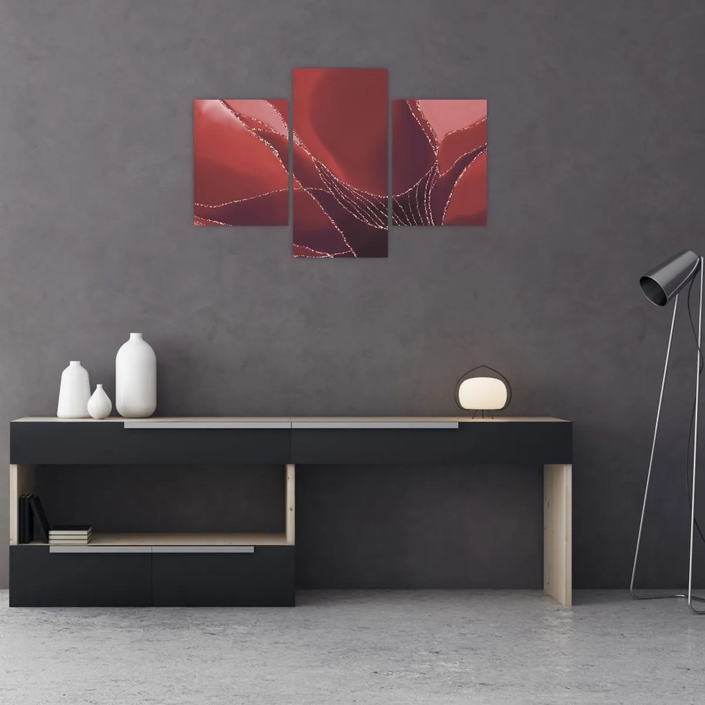 Obraz - Červená abstraktná kvetina N⁰2 (90x60 cm)