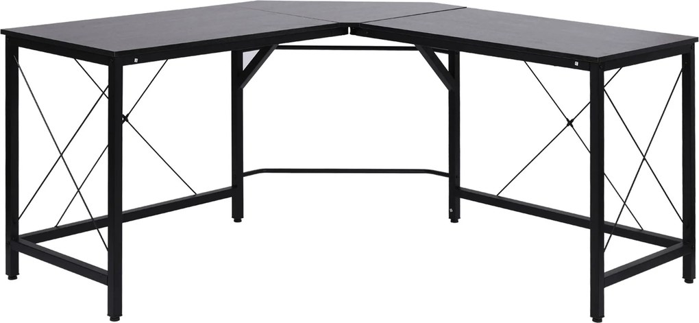 HOMCOM Počítačový Písací Stôl - Rohový Stôl L Tvarovaný - MDF Čierny 150 x 150 x 76 cm | Aosom