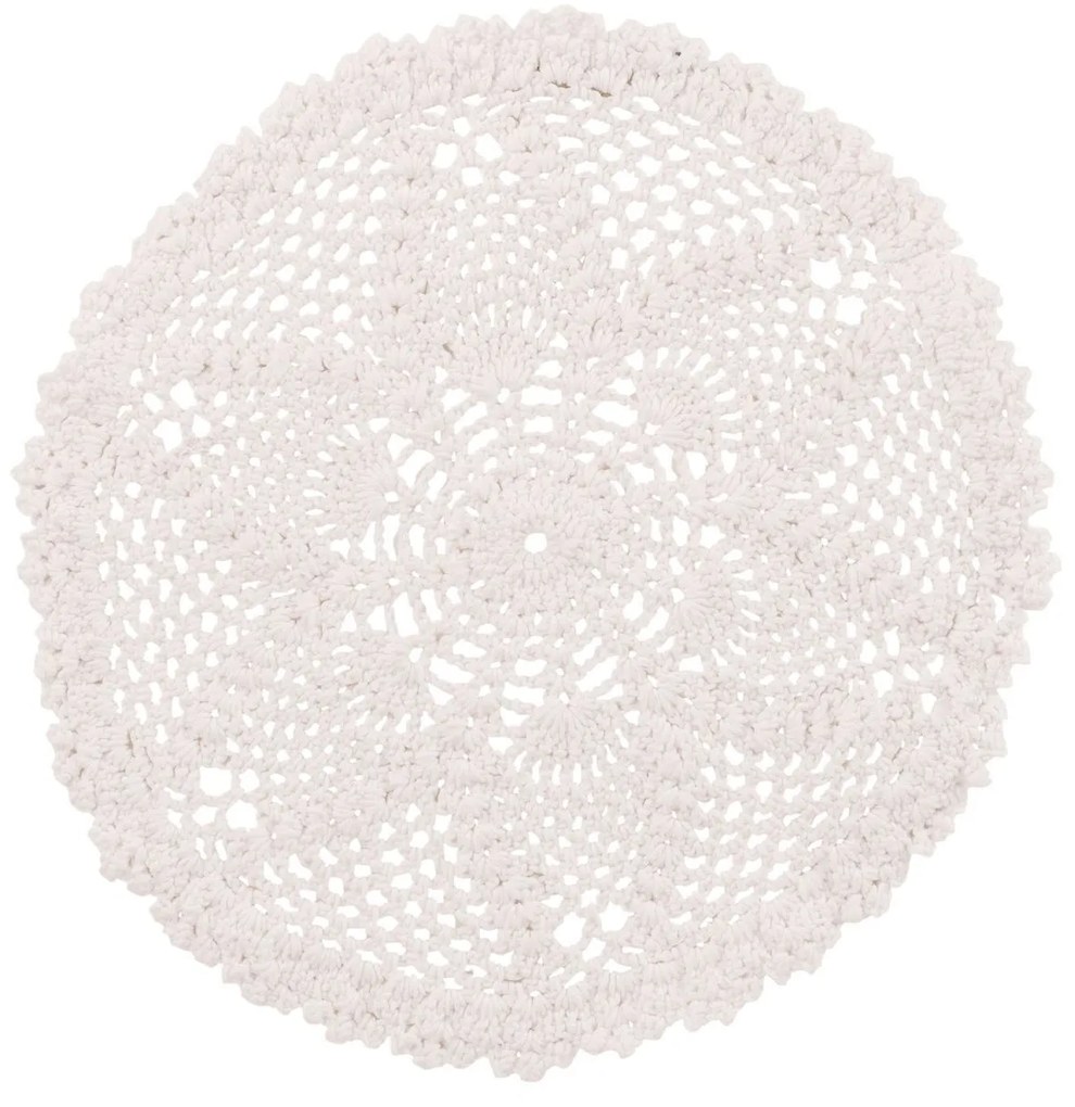 Biele bavlnené okrúhle prestieranie čipka Lace white - Ø 32*0,5cm