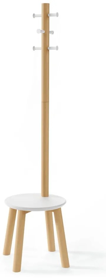 Biely prírodný vešiak z kaučukového dreva Pillar - Umbra